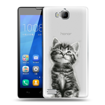 Пластиковый чехол на Huawei Honor 3c с принтом Котенок