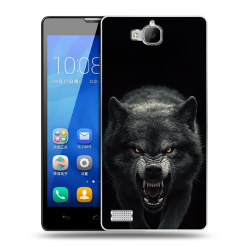Пластиковый чехол на Huawei Honor 3c с принтом Волк Пластиковый чехол на Huawei Honor 3c с принтом Волк