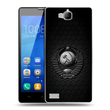 Пластиковый чехол на Huawei Honor 3c с принтом Герб Флаг СССР
