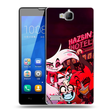 Пластиковый чехол на Huawei Honor 3c с принтом Hazbin Hotel Отель Хазбин