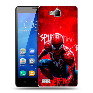 Пластиковый чехол на Huawei Honor 3c с принтом Spiderman Человек паук Пластиковый чехол на Huawei Honor 3c с принтом Spiderman Человек паук