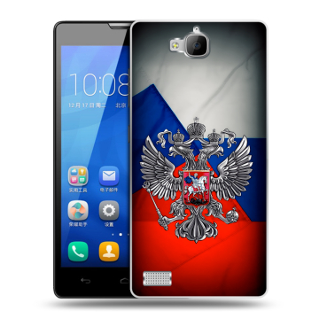 Пластиковый чехол на Huawei Honor 3c с принтом Флаг России Пластиковый чехол на Huawei Honor 3c с принтом Флаг России