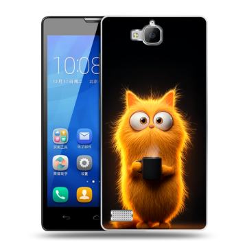 Пластиковый чехол на Huawei Honor 3c с принтом Смешной кот