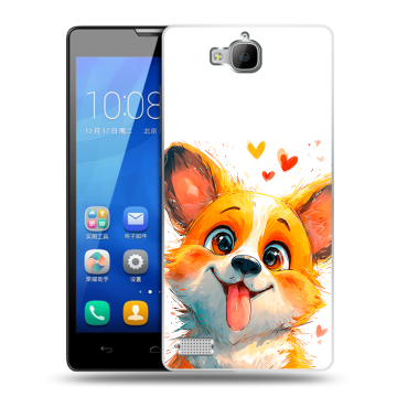 Пластиковый чехол на Huawei Honor 3c с принтом корги