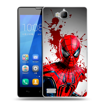 Пластиковый чехол на Huawei Honor 3c с принтом Spiderman Человек паук
