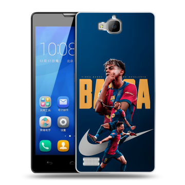 Пластиковый чехол на Huawei Honor 3c с принтом Барселона Barca Yamal Пластиковый чехол на Huawei Honor 3c с принтом Барселона Barca Yamal