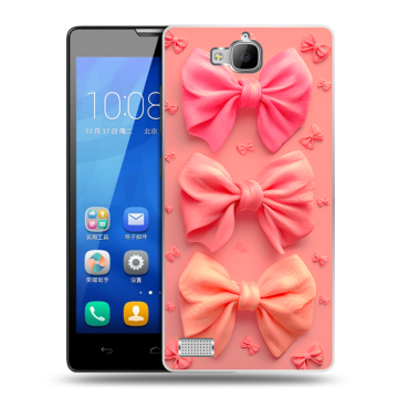 Пластиковый чехол на Huawei Honor 3c с принтом Розовые бантики