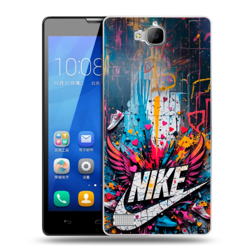 Пластиковый чехол на Huawei Honor 3c с принтом Nike Найк Пластиковый чехол на Huawei Honor 3c с принтом Nike Найк