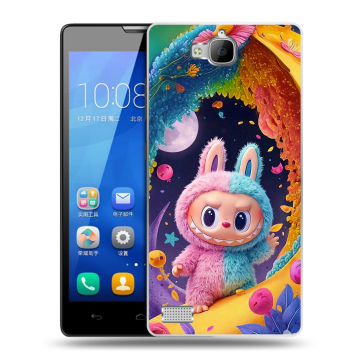 Пластиковый чехол на Huawei Honor 3c с принтом Labubu Лабубу Пластиковый чехол на Huawei Honor 3c с принтом Labubu Лабубу