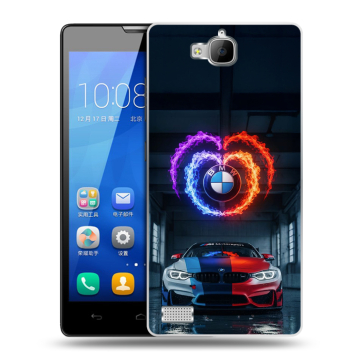 Пластиковый чехол на Huawei Honor 3c с принтом BMW БМВ