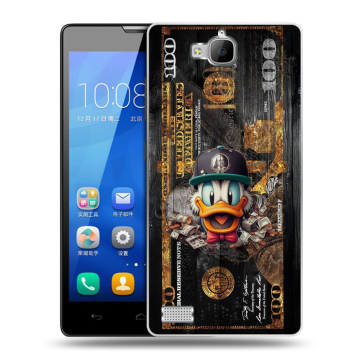 Пластиковый чехол на Huawei Honor 3c с принтом Дональд Дак Доллар Пластиковый чехол на Huawei Honor 3c с принтом Дональд Дак Доллар
