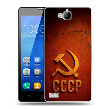 Пластиковый чехол на Huawei Honor 3c с принтом Флаг Герб СССР