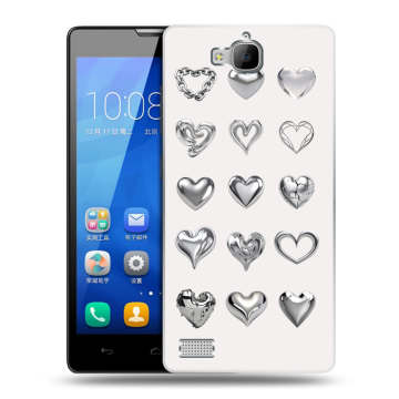 Пластиковый чехол на Huawei Honor 3c с принтом Y2K сердечки
