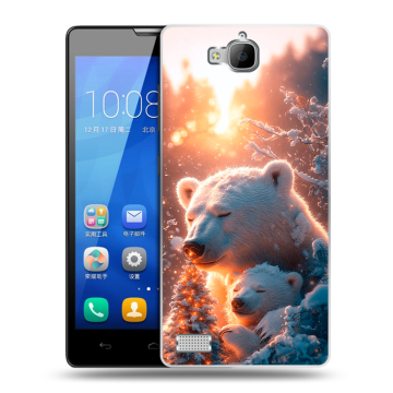 Пластиковый чехол на Huawei Honor 3c с принтом Новый год Пластиковый чехол на Huawei Honor 3c с принтом Новый год