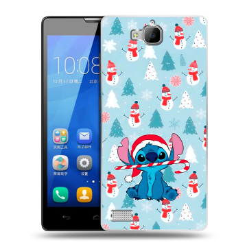 Пластиковый чехол на Huawei Honor 3c с принтом Стич Новый год Пластиковый чехол на Huawei Honor 3c с принтом Стич Новый год