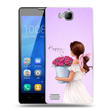 Пластиковый чехол на Huawei Honor 3c с принтом женский