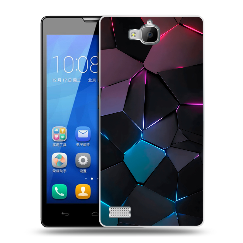 Пластиковый чехол на Huawei Honor 3c с принтом Геометрия неона Пластиковый чехол на Huawei Honor 3c с принтом Геометрия неона