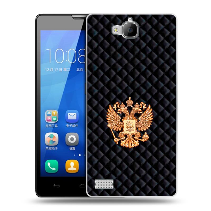Пластиковый чехол на Huawei Honor 3c с принтом Герб России принт Пластиковый чехол на Huawei Honor 3c с принтом Герб России принт