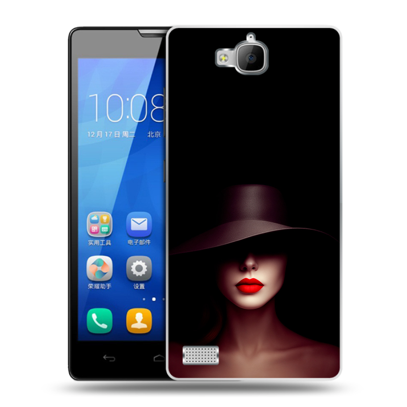 Пластиковый чехол на Huawei Honor 3c с принтом Девушка в шляпе Пластиковый чехол на Huawei Honor 3c с принтом Девушка в шляпе