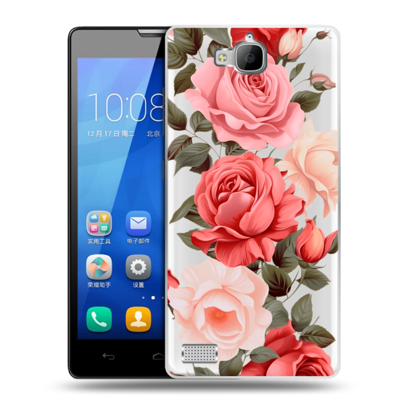 Пластиковый чехол на Huawei Honor 3c с принтом Розы Пластиковый чехол на Huawei Honor 3c с принтом Розы