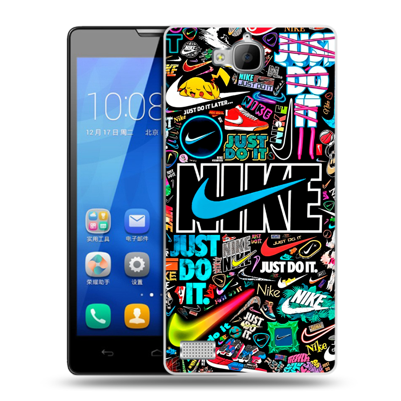 Пластиковый чехол на Huawei Honor 3c с принтом найк nike черный Пластиковый чехол на Huawei Honor 3c с принтом найк nike черный