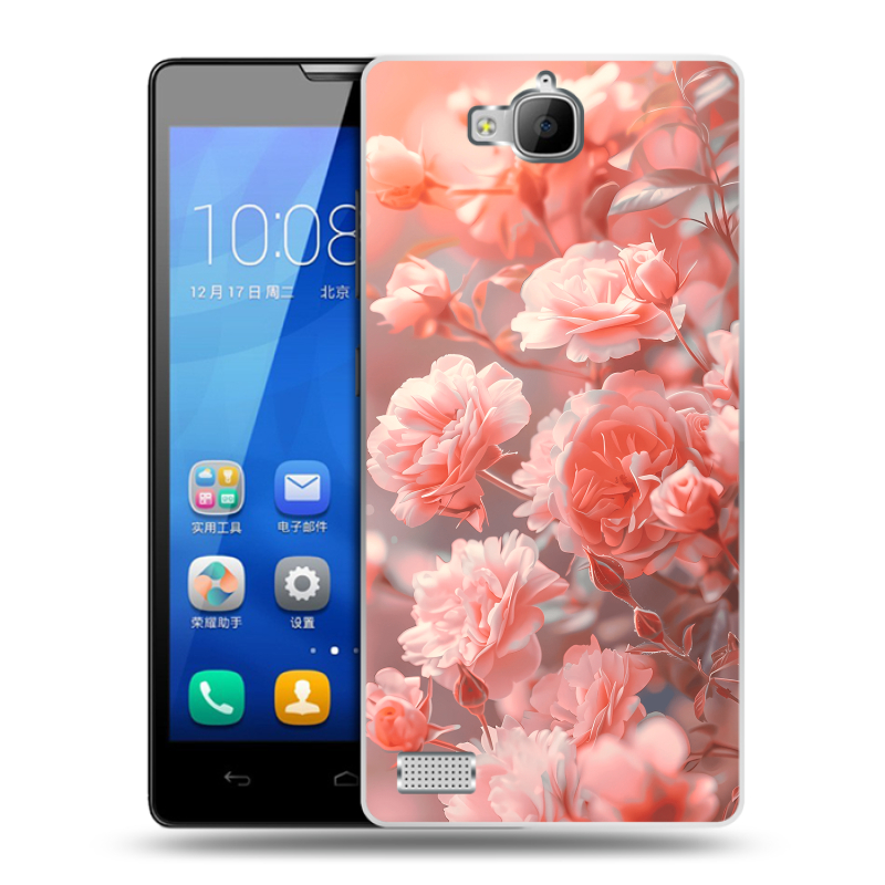 Пластиковый чехол на Huawei Honor 3c с принтом Розы цветы Пластиковый чехол на Huawei Honor 3c с принтом Розы цветы