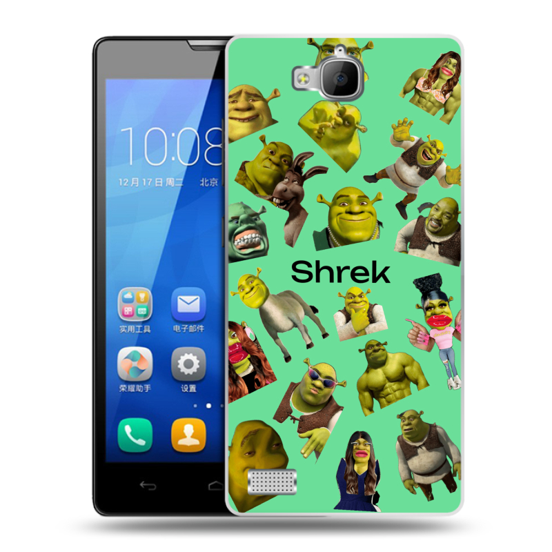 Пластиковый чехол на Huawei Honor 3c с принтом Шрек Shrek Пластиковый чехол на Huawei Honor 3c с принтом Шрек Shrek