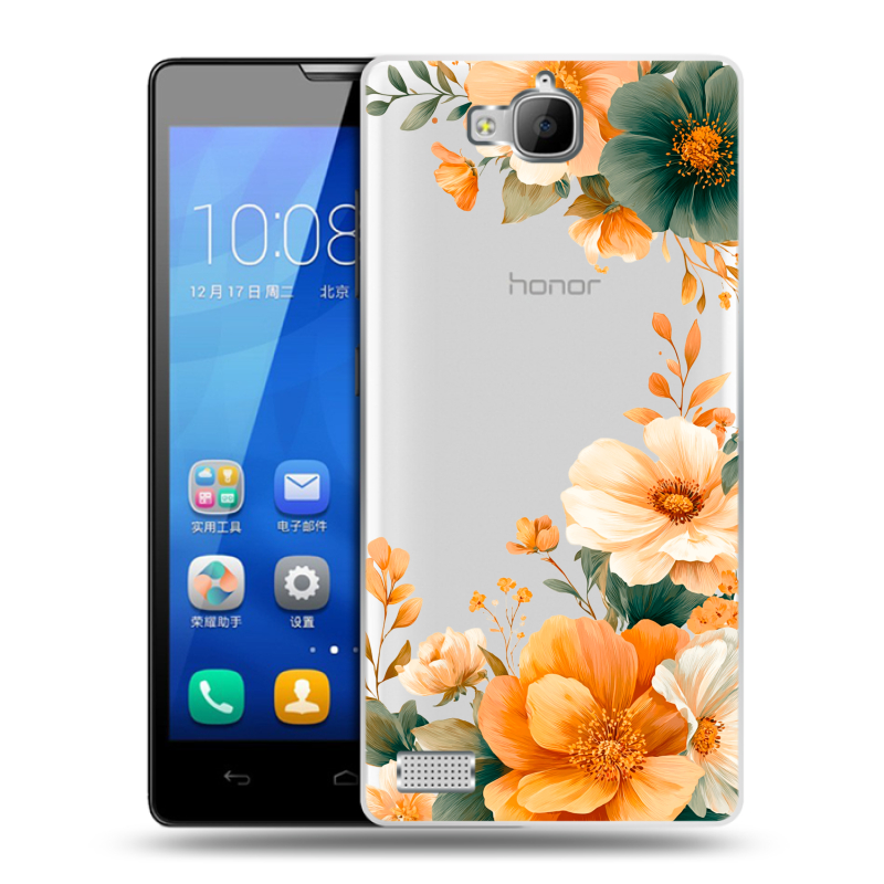 Пластиковый чехол на Huawei Honor 3c с принтом Цветы принт Пластиковый чехол на Huawei Honor 3c с принтом Цветы принт
