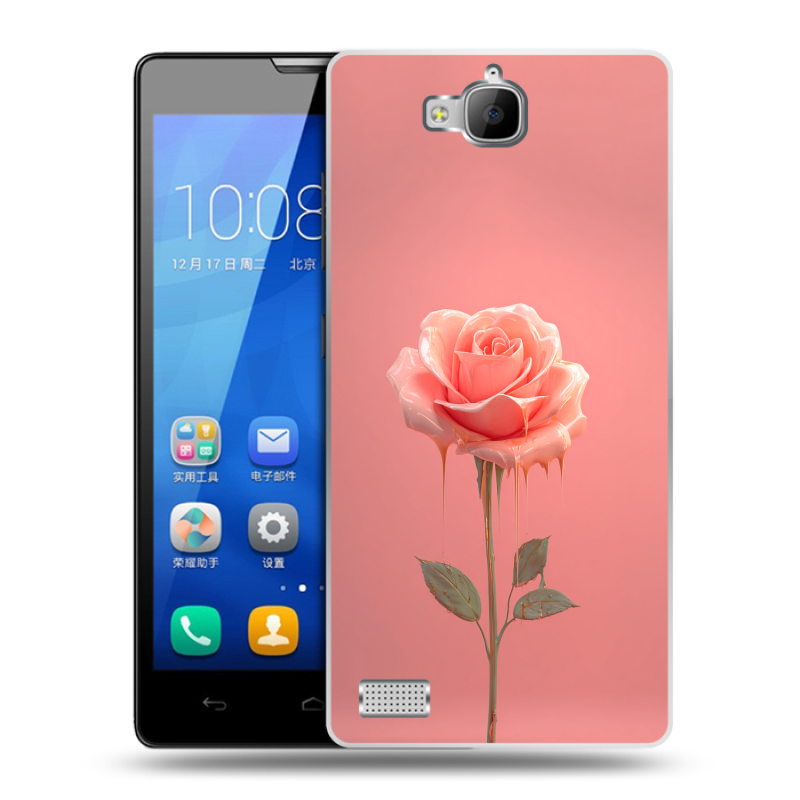 Пластиковый чехол на Huawei Honor 3c с принтом Розовая роза Пластиковый чехол на Huawei Honor 3c с принтом Розовая роза