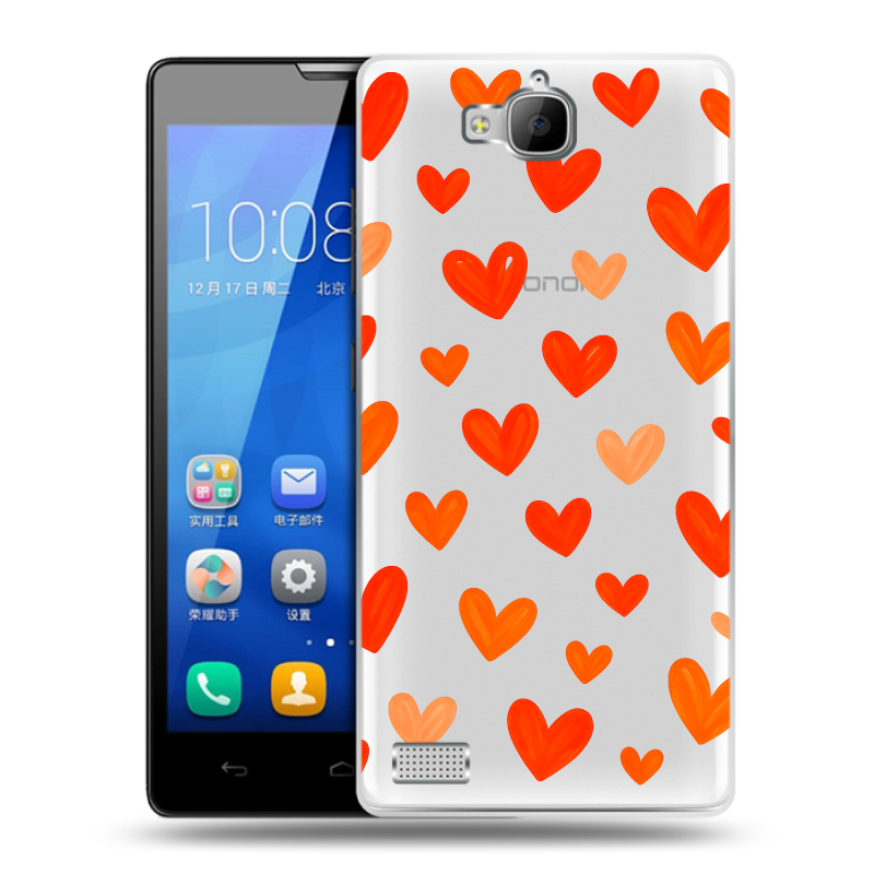 Пластиковый чехол на Huawei Honor 3c с принтом Сердечки Пластиковый чехол на Huawei Honor 3c с принтом Сердечки