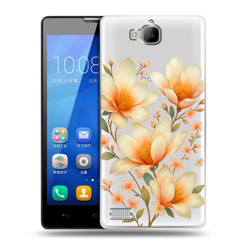 Пластиковый чехол на Huawei Honor 3c с принтом Цветы Пластиковый чехол на Huawei Honor 3c с принтом Цветы