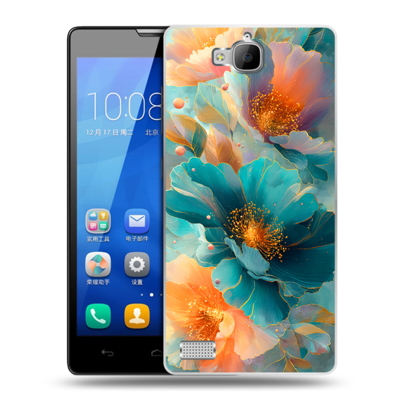 Пластиковый чехол на Huawei Honor 3c с принтом Цветы Пластиковый чехол на Huawei Honor 3c с принтом Цветы