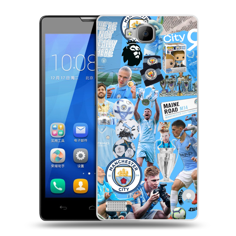 Пластиковый чехол на Huawei Honor 3c с принтом Man City Манчестер Сити Пластиковый чехол на Huawei Honor 3c с принтом Man City Манчестер Сити