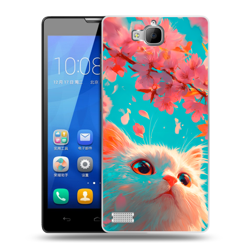 Пластиковый чехол на Huawei Honor 3c с принтом Красивый кот Пластиковый чехол на Huawei Honor 3c с принтом Красивый кот