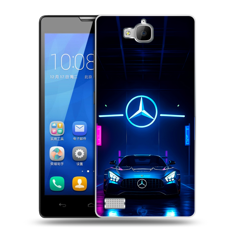 Пластиковый чехол на Huawei Honor 3c с принтом Mercedes Мерседес Пластиковый чехол на Huawei Honor 3c с принтом Mercedes Мерседес