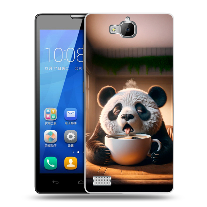 Пластиковый чехол на Huawei Honor 3c с принтом смешная панда Пластиковый чехол на Huawei Honor 3c с принтом смешная панда