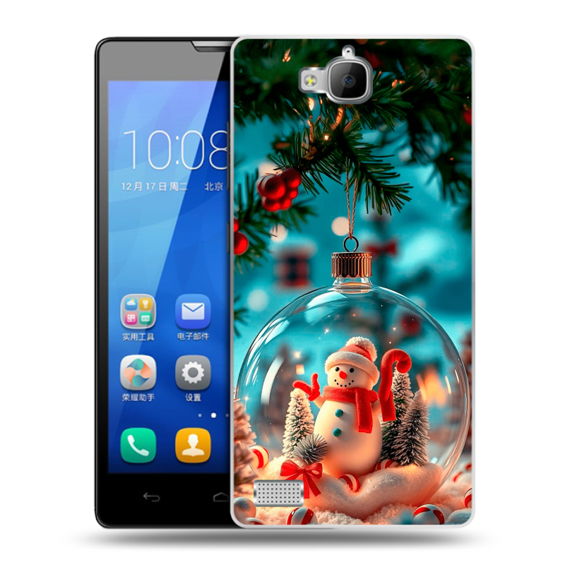Пластиковый чехол на Huawei Honor 3c с принтом Новый год Пластиковый чехол на Huawei Honor 3c с принтом Новый год