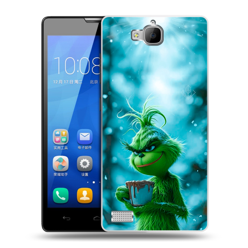 Пластиковый чехол на Huawei Honor 3c с принтом Новый год гринч Пластиковый чехол на Huawei Honor 3c с принтом Новый год гринч