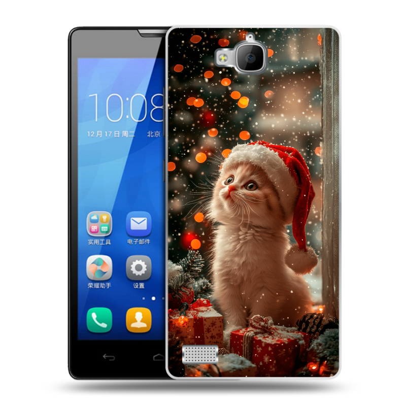 Пластиковый чехол на Huawei Honor 3c с принтом Новый год Пластиковый чехол на Huawei Honor 3c с принтом Новый год