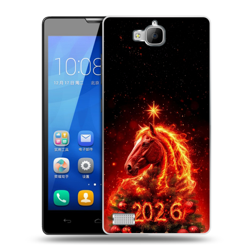 Пластиковый чехол на Huawei Honor 3c с принтом Новый год Пластиковый чехол на Huawei Honor 3c с принтом Новый год