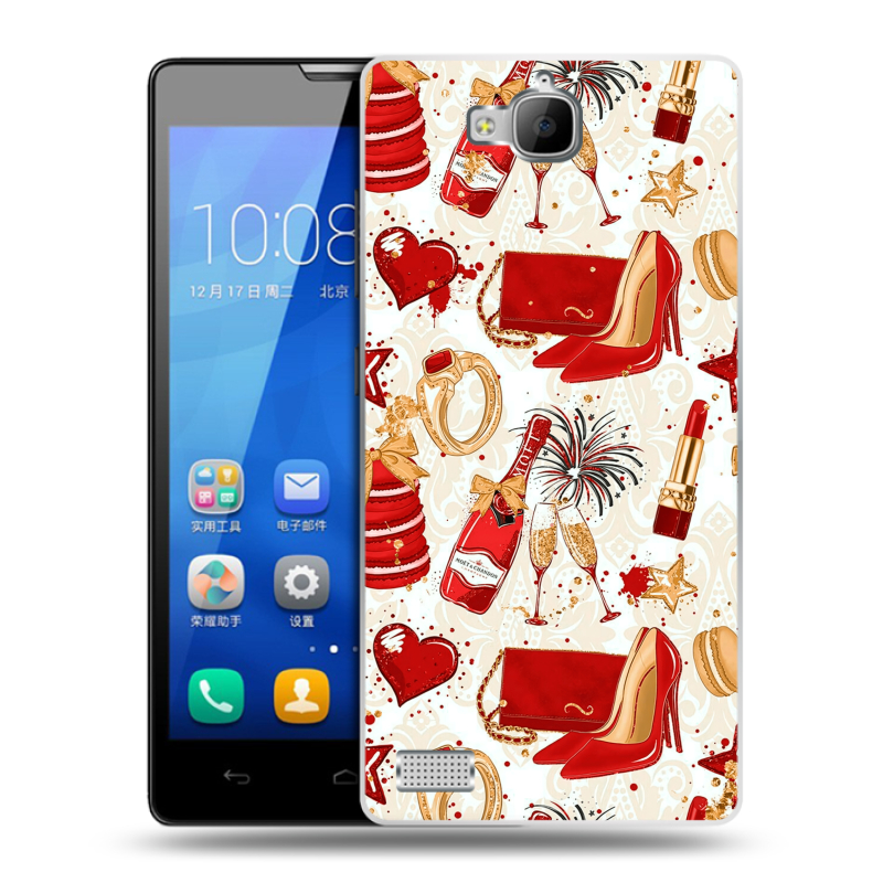 Пластиковый чехол на Huawei Honor 3c с принтом Новый год Пластиковый чехол на Huawei Honor 3c с принтом Новый год