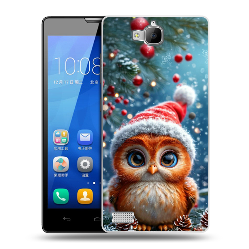 Пластиковый чехол на Huawei Honor 3c с принтом Новый год Пластиковый чехол на Huawei Honor 3c с принтом Новый год