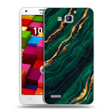 Пластиковый чехол на Huawei Honor 3x с принтом Мрамор зеленое золото Пластиковый чехол на Huawei Honor 3x с принтом Мрамор зеленое золото