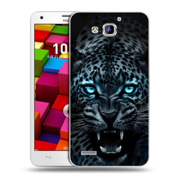 Пластиковый чехол на Huawei Honor 3x с принтом Темный леопард Пластиковый чехол на Huawei Honor 3x с принтом Темный леопард