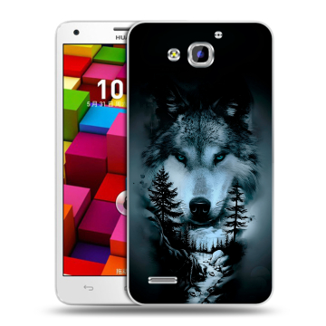 Пластиковый чехол на Huawei Honor 3x с принтом Лесной волк Пластиковый чехол на Huawei Honor 3x с принтом Лесной волк