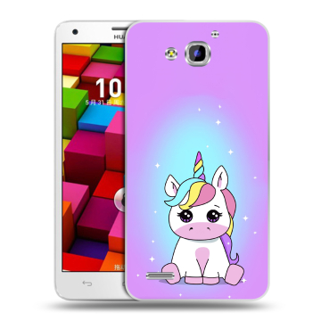 Пластиковый чехол на Huawei Honor 3x с принтом Единорог Пластиковый чехол на Huawei Honor 3x с принтом Единорог