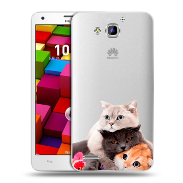 Пластиковый чехол на Huawei Honor 3x с принтом Кошки Пластиковый чехол на Huawei Honor 3x с принтом Кошки