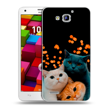 Пластиковый чехол на Huawei Honor 3x с принтом Кошки Пластиковый чехол на Huawei Honor 3x с принтом Кошки