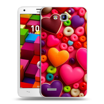 Пластиковый чехол на Huawei Honor 3x с принтом Сердечки Пластиковый чехол на Huawei Honor 3x с принтом Сердечки
