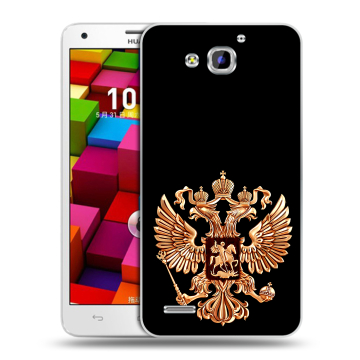 Пластиковый чехол на Huawei Honor 3x с принтом Герб России золотой Пластиковый чехол на Huawei Honor 3x с принтом Герб России золотой